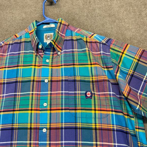 Cinch Vintage Shirt Mens Large Short Sleeve Button Down Pastel Plaid y2k - Picture 1 of 12